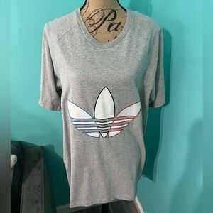 NWT Adidas Tricolor Gray T-Shirt with Embroidered Logo Size Large